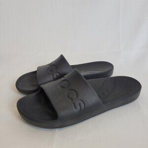Unisex Crocs Slides Men’s 7 Women’s Sz 9 Navy Black Sandals Beach Boat Vacation